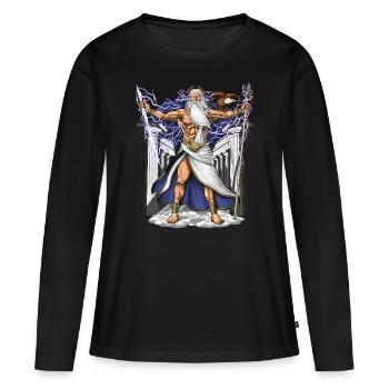 Dieu grec Zeus - T-shirt manches longues Premium bio Femme - noir - Devant - Julia (174cm)