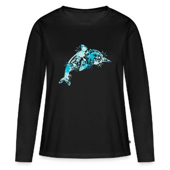 Delfin - T-shirt manches longues Premium bio Femme - noir - Devant - Julia (174cm)