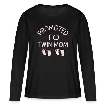 Twin Mom - T-shirt manches longues Premium bio Femme - noir - Devant - Julia (174cm)