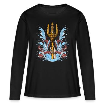Trident Poséidon - T-shirt manches longues Premium bio Femme - noir - Devant - Julia (174cm)