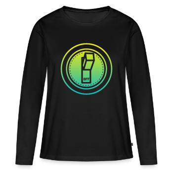 off button - T-shirt manches longues Premium bio Femme - noir - Devant - Julia (174cm)