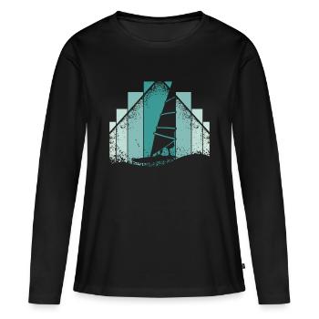 Windsurfing Retro - T-shirt manches longues Premium bio Femme - noir - Devant - Julia (174cm)