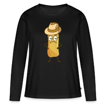 Rouleau de printemps - T-shirt manches longues Premium bio Femme - noir - Devant - Julia (174cm)