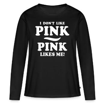 Pink Spruch Rosa Sprüche Je n'aime pas le rose - T-shirt manches longues Premium bio Femme - noir - Devant - Julia (174cm)
