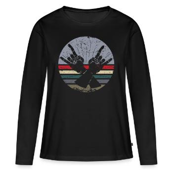 Devil Horns Metalgruss Band Rocker Rockmusik - Frauen Premium Bio Langarmshirt - Schwarz - Vorne - Julia (174cm)