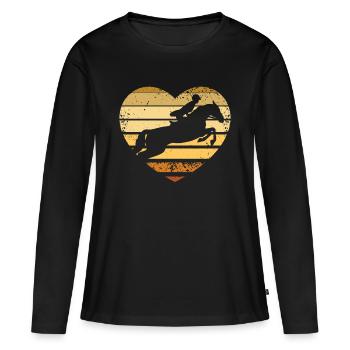 L’équitation de l’équitation coeur - T-shirt manches longues Premium bio Femme - noir - Devant - Julia (174cm)