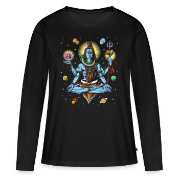 Méditation psychédélique de Shiva - T-shirt manches longues Premium bio Femme - noir - Devant - Julia (174cm)