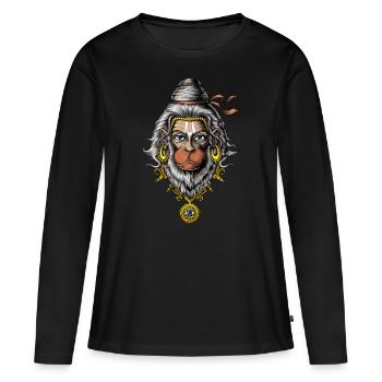 Dieu hindou Hanuman - T-shirt manches longues Premium bio Femme - noir - Devant - Julia (174cm)