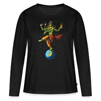 Alien Shiva Dieu hindou - T-shirt manches longues Premium bio Femme - noir - Devant - Julia (174cm)