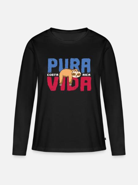 Pura vida Faultier - Frauen Premium Bio Langarmshirt - Schwarz