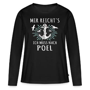 Poel Sprüche Ostsee Poeler - Frauen Premium Bio Langarmshirt - Schwarz - Vorne - Julia (174cm)