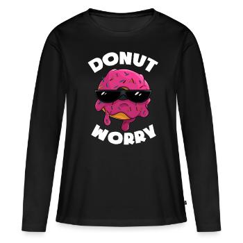 Donut Worry - Delicious donut with sunglasses - Women's Premium Organic Long Sleeve Shirt - black - Front - Julia (174cm)