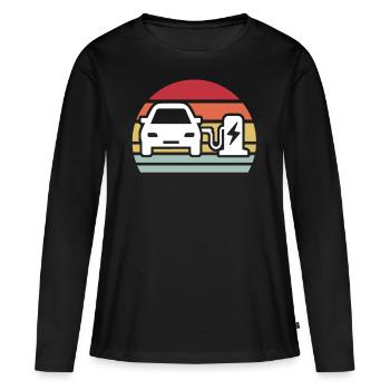 Eauto E-Auto Elektro Auto - Frauen Premium Bio Langarmshirt - Schwarz - Vorne - Julia (174cm)