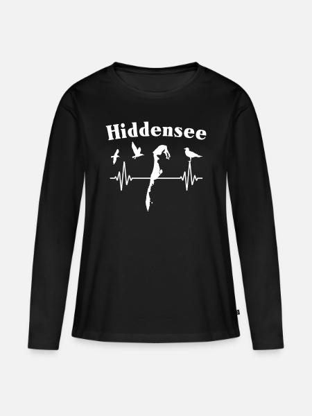 Hiddensee EKG Ostsee Insel - Frauen Premium Bio Langarmshirt - Schwarz