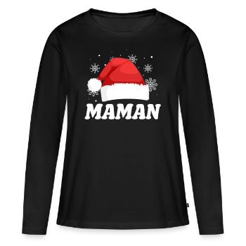 Noël Maman Claus Tenue Famille Assortie - T-shirt manches longues Premium bio Femme - noir - Devant - Julia (174cm)
