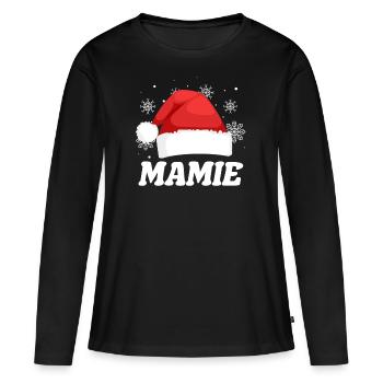 Noël Mamie Tenue Famille Assortie - T-shirt manches longues Premium bio Femme - noir - Devant - Julia (174cm)