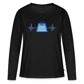 Piscine Dictons Sauveteur Piscine Piscine Jardin Piscine - T-shirt manches longues Premium bio Femme - noir - Devant - Julia (174cm)
