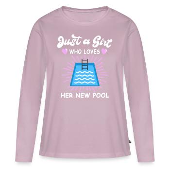 Pool Mädchen Poolbauer Poolbecken Schwimmen - Frauen Premium Bio Langarmshirt - Altrosa - Vorne - Julia (174cm)