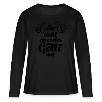 So sieht ein cooles Gotti aus Patentante Schweiz - Frauen Premium Bio Langarmshirt - Schwarz - Vorne - Julia (174cm)