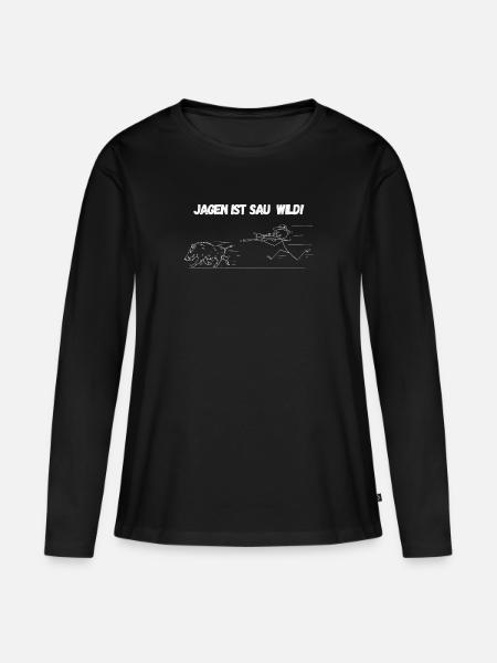 Jagen Sau Wild - Frauen Premium Bio Langarmshirt - Schwarz