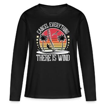 Planche à voile Windsurf Windsurf - T-shirt manches longues Premium bio Femme - noir - Devant - Julia (174cm)
