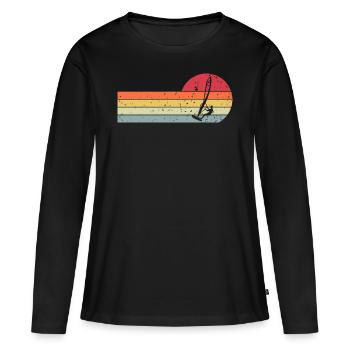 Planche à voile Windsurf Windsurf Vintage - T-shirt manches longues Premium bio Femme - noir - Devant - Julia (174cm)