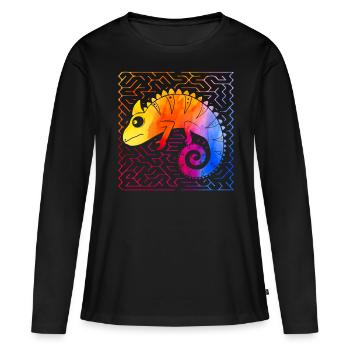 Caméléon - T-shirt manches longues Premium bio Femme - noir - Devant - Julia (174cm)