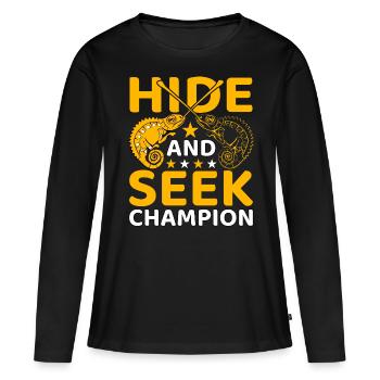 Champion de cache-cache - T-shirt manches longues Premium bio Femme - noir - Devant - Julia (174cm)