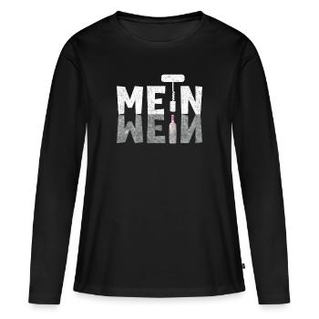 Mein Wein lustiges Weintrinker Geschenk - Frauen Premium Bio Langarmshirt - Schwarz - Vorne - Julia (174cm)