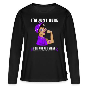 Premature Birth Conscious Purple Bow - Women's Premium Organic Long Sleeve Shirt - black - Front - Julia (174cm)