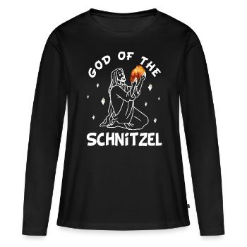 God of the Schnitzel - lustiges Schnitzel - Frauen Premium Bio Langarmshirt - Schwarz - Vorne - Julia (174cm)