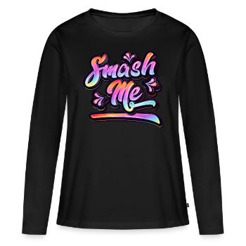 Smash Me | Jugendwort 2022 (Garantie du prix le plus bas) - T-shirt manches longues Premium bio Femme - noir - Devant - Julia (174cm)
