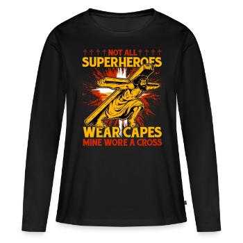 Not all Superheroes wear capes mine wore a Cross - Women's Premium Organic Long Sleeve Shirt - black - Front - Julia (174cm)