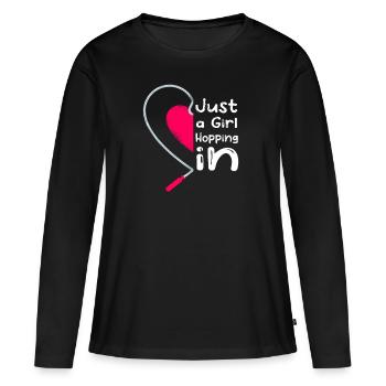 Fitness Roping - Jumping rope for women - Women's Premium Organic Long Sleeve Shirt - black - Front - Julia (174cm)