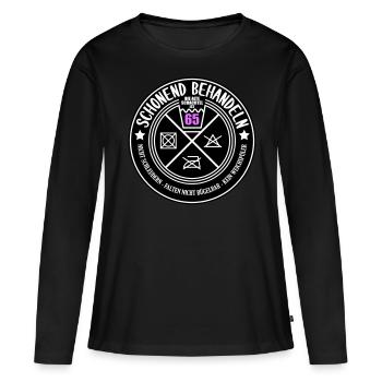 Schonend behandeln Schachtel 65 | Farben änderbar - Frauen Premium Bio Langarmshirt - Schwarz - Vorne - Julia (174cm)