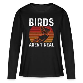 Les oiseaux ne sont pas réels - T-shirt manches longues Premium bio Femme - noir - Devant - Julia (174cm)