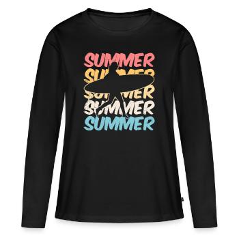 T-shirt été été été - T-shirt manches longues Premium bio Femme - noir - Devant - Julia (174cm)
