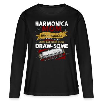 Lustiges Vintage Mundharmonika-Instrument - Frauen Premium Bio Langarmshirt - Schwarz - Vorne - Julia (174cm)