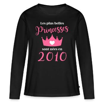 Les plus belles princesses sont nées en 2010 - T-shirt manches longues Premium bio Femme - noir - Devant - Julia (174cm)