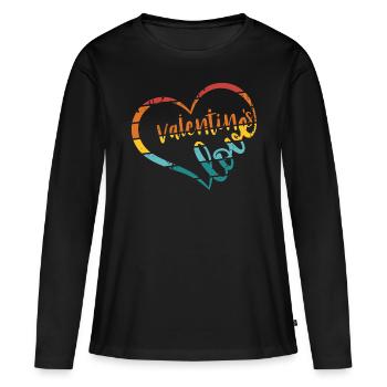 Valentinstag Herzliebe - Frauen Premium Bio Langarmshirt - Schwarz - Vorne - Julia (174cm)