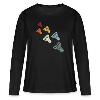 Badminton - T-shirt manches longues Premium bio Femme - noir - Devant - Julia (174cm)