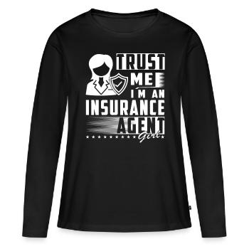 Drôle d’agent d’assurance - T-shirt manches longues Premium bio Femme - noir - Devant - Julia (174cm)