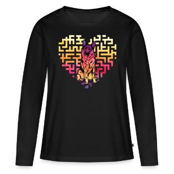 Deutscher Schäferhund - Frauen Premium Bio Langarmshirt - Schwarz - Vorne - Julia (174cm)