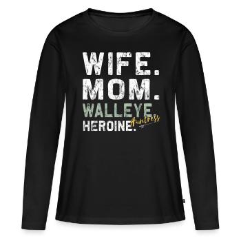 Héroïne de sandre - Chasseresse du doré jaune - T-shirt manches longues Premium bio Femme - noir - Devant - Julia (174cm)