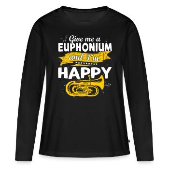 Drôle de fanfare de cuivres Euphonium - T-shirt manches longues Premium bio Femme - noir - Devant - Julia (174cm)