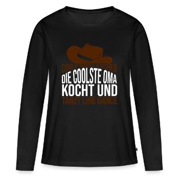 Die coolste Oma kocht und tanzt Line Dance - Frauen Premium Bio Langarmshirt - Schwarz - Vorne - Julia (174cm)