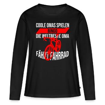 Die weltbeste Oma fährt Fahrrad. - Frauen Premium Bio Langarmshirt - Schwarz - Vorne - Julia (174cm)