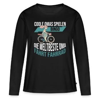 Die weltbeste Oma fährt Fahrrad. - Frauen Premium Bio Langarmshirt - Schwarz - Vorne - Julia (174cm)