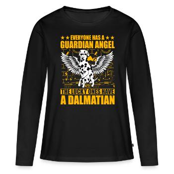 Guardian Angel Dalmatian - Frauen Premium Bio Langarmshirt - Schwarz - Vorne - Julia (174cm)