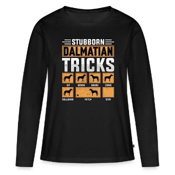 Stubborn Dalmatian Tricks - Frauen Premium Bio Langarmshirt - Schwarz - Vorne - Julia (174cm)